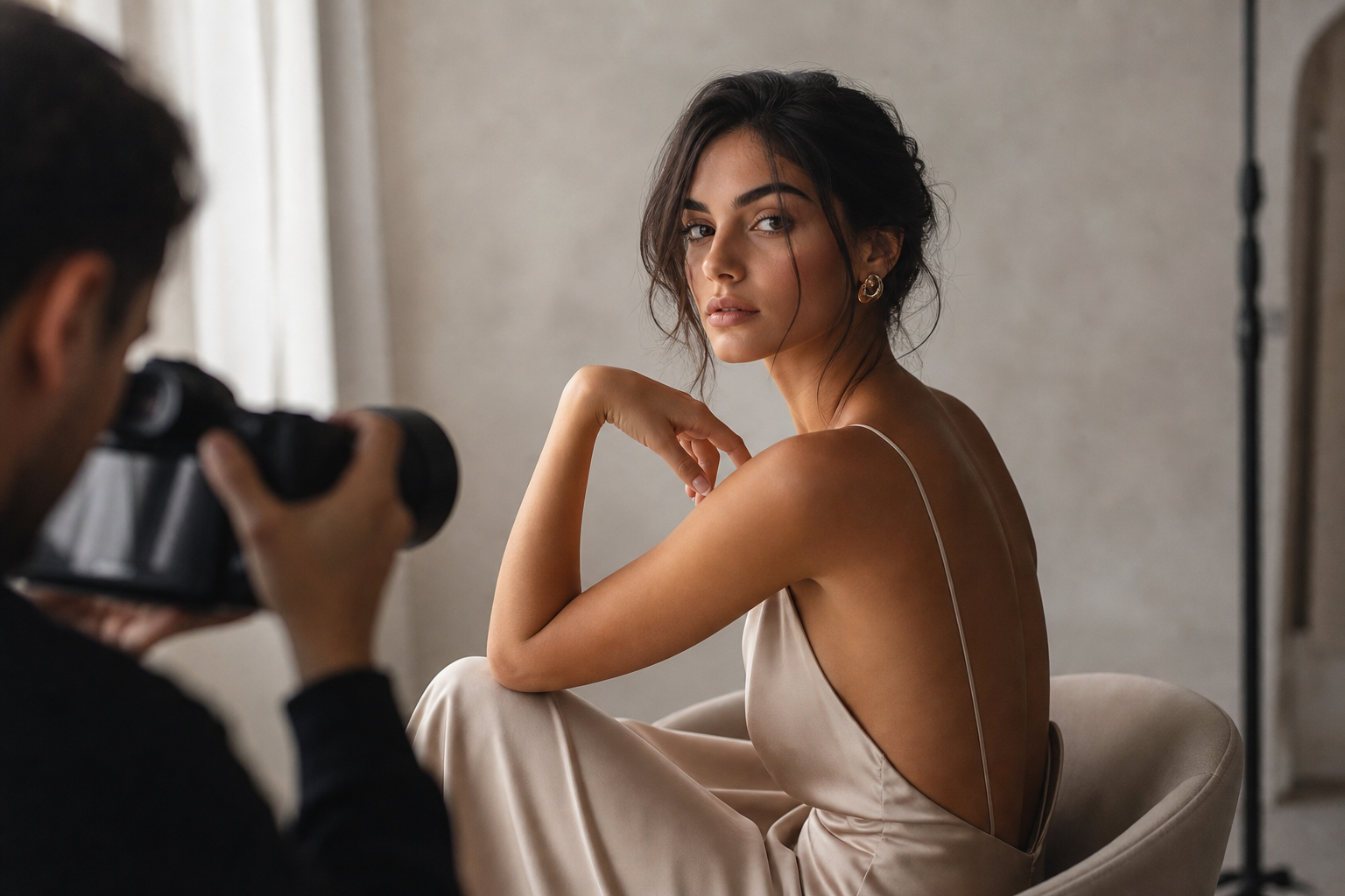 Elegant studio portrait photography session